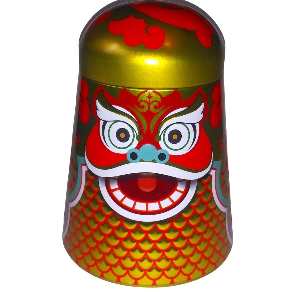 Costco Gold Dragon Tin Canister with Lid Year of the Dragon Truffle Container